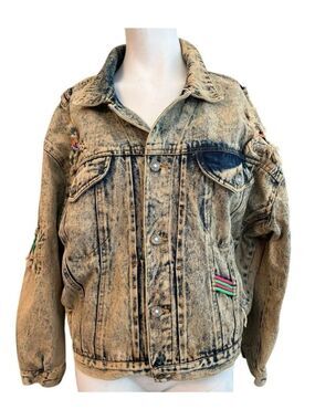 Small Acid Wash Denim Blue Jean Jacket Vintage East West